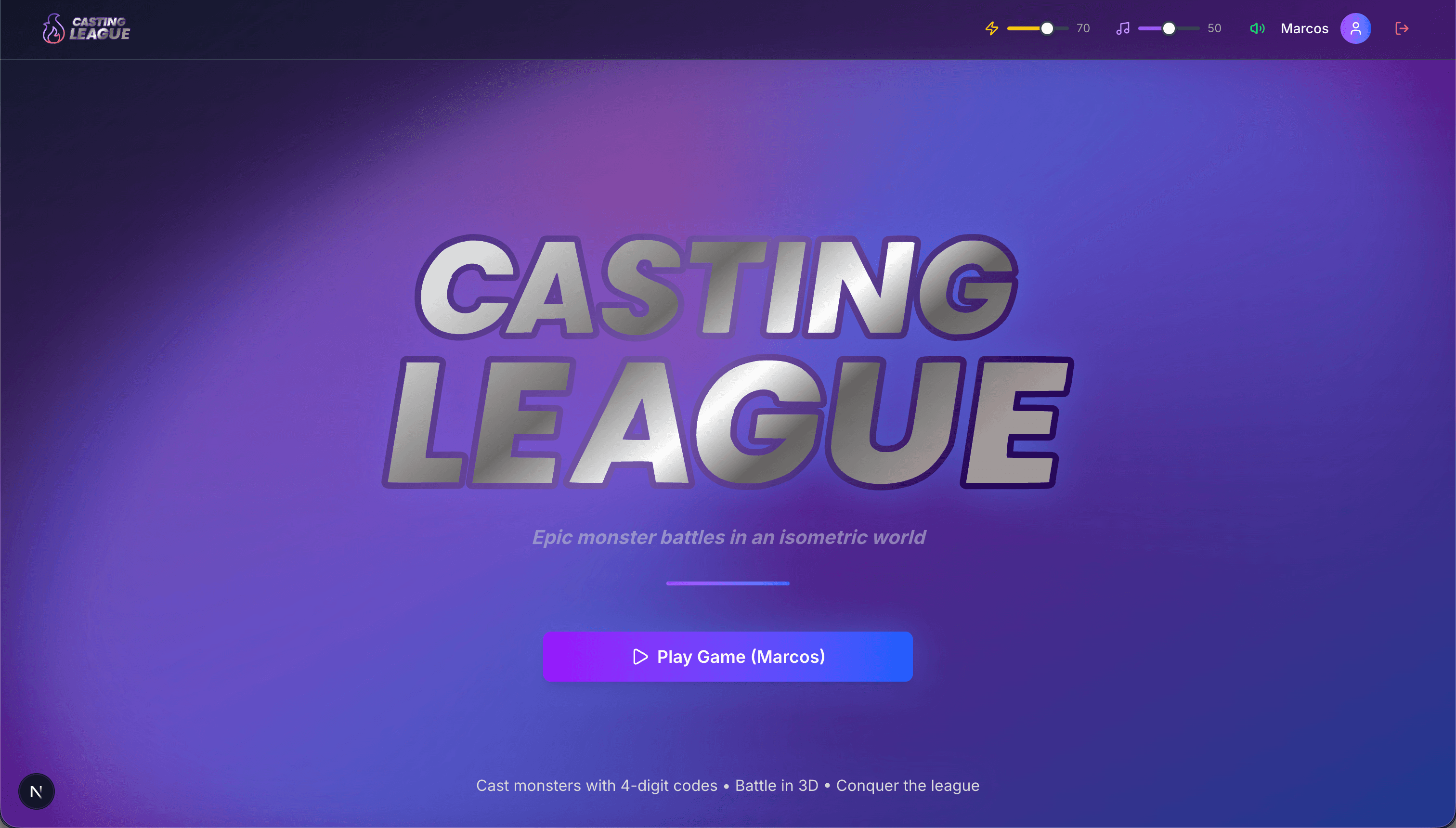 Casting League interface