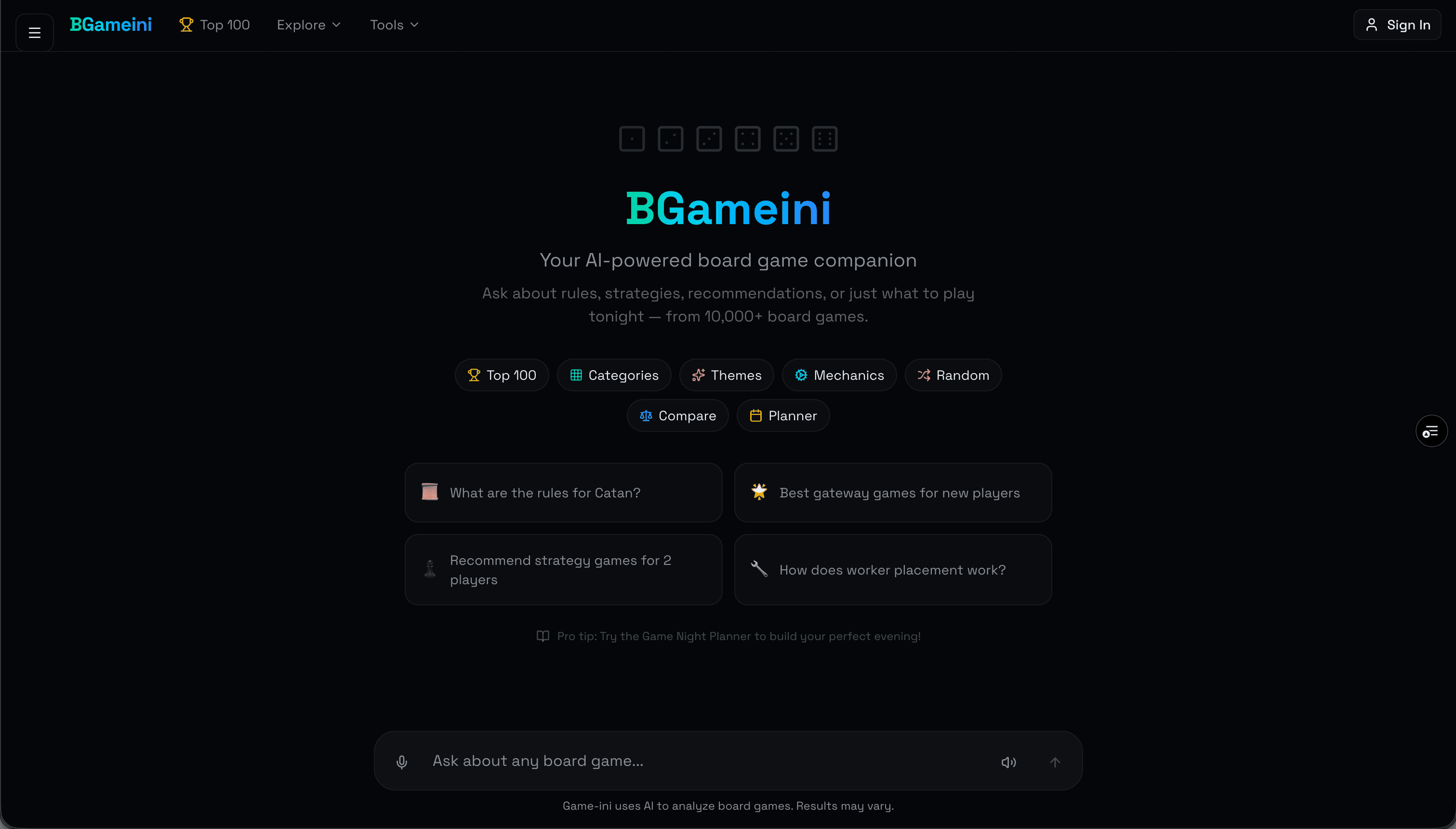 BGamini interface